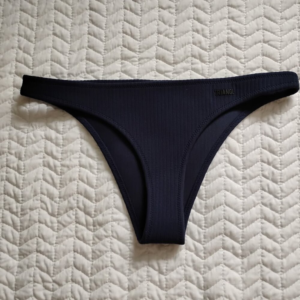 Bundle of 3 Triangl Women's Yellow Bikini Set Size Small with Navy Thong Bottom - Picture 6 of 9